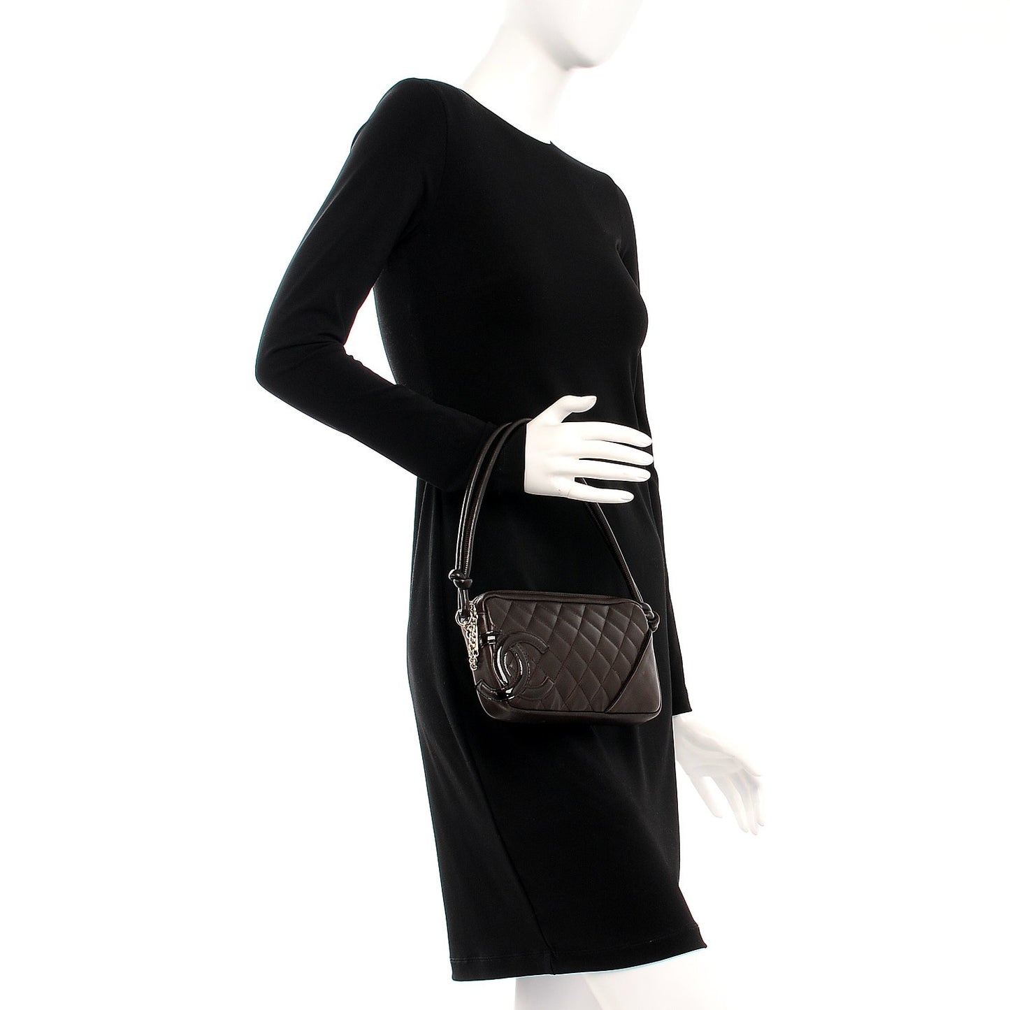 Calfskin Quilted Cambon Pochette Brown