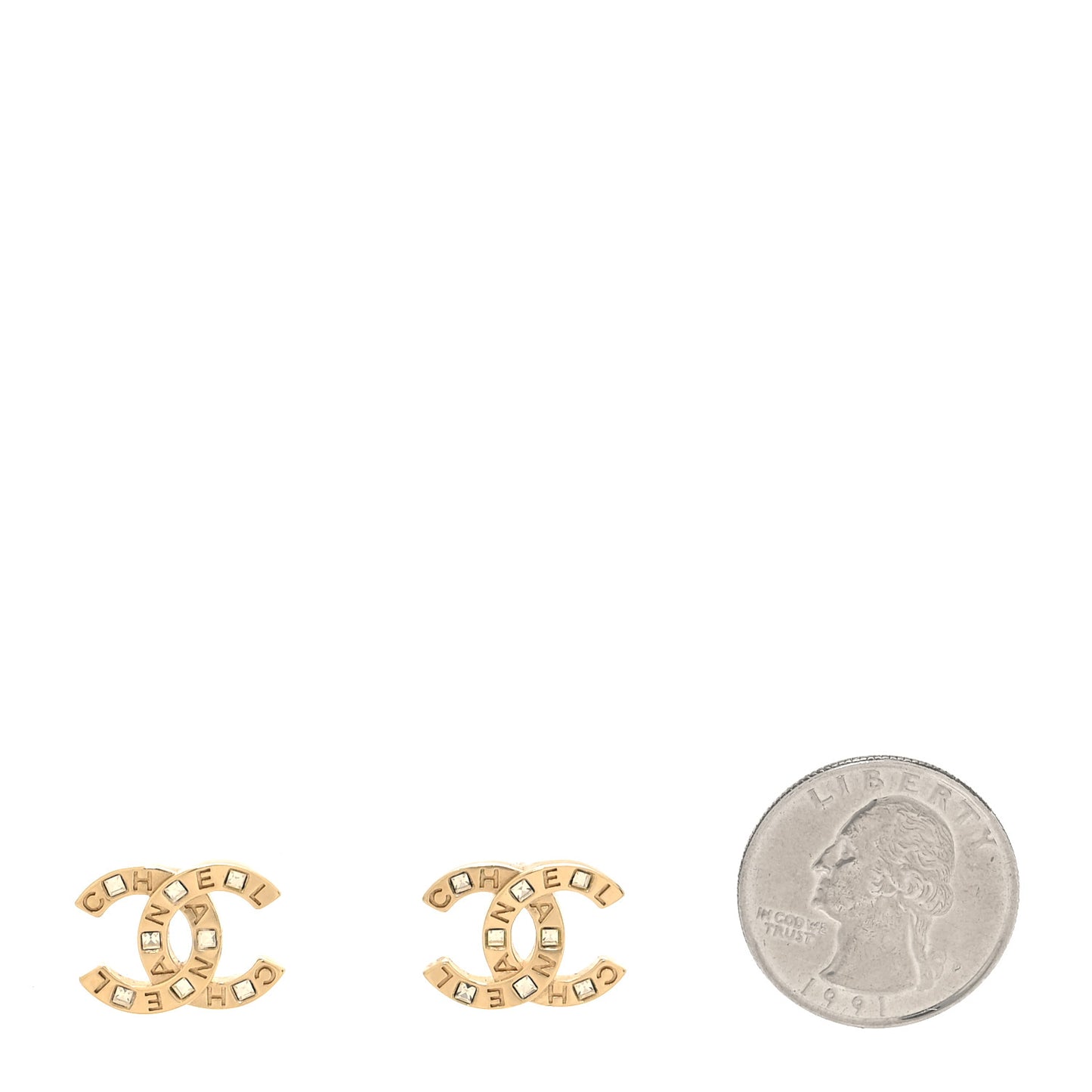 Baguette Crystal Logo CC Earrings Gold