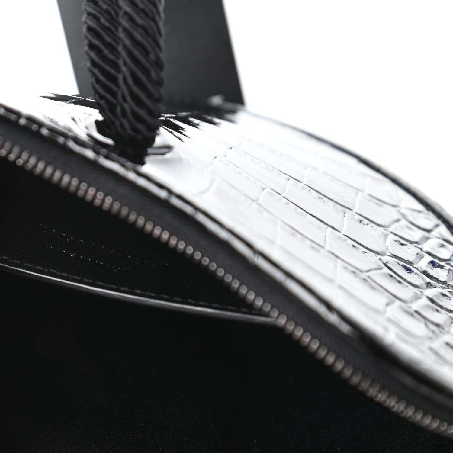 Saint Laurent Patent Crocodile Embossed Sac Coeur Heart Shaped Clutch Black 9 of 10