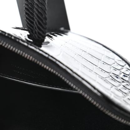 Saint Laurent Patent Crocodile Embossed Sac Coeur Heart Shaped Clutch Black 9 of 10