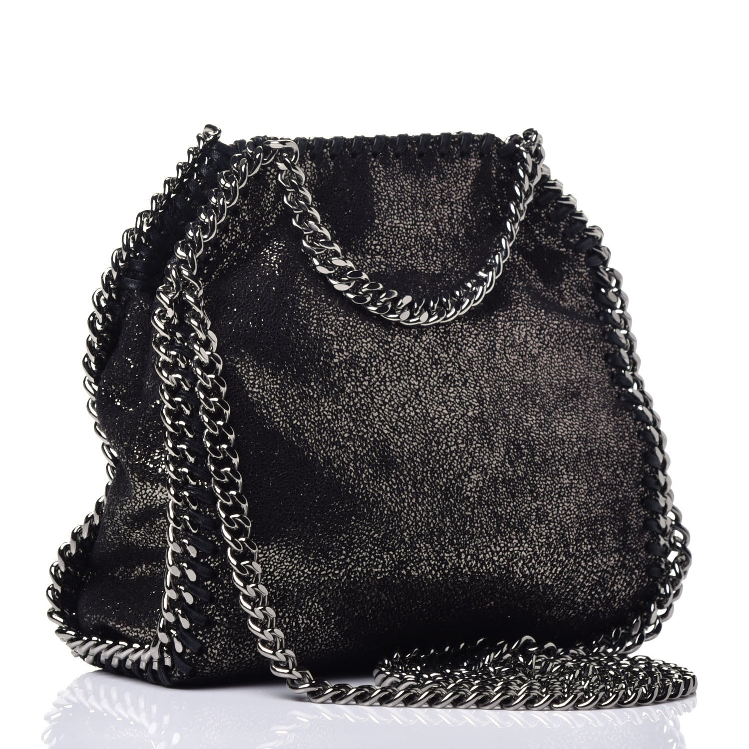 Stella McCartney Chamois Shiny Dotted Tiny Falabella Fold Over Tote Ruthenium 3 of 9