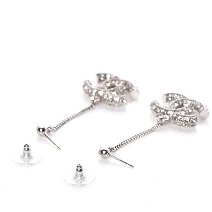 Chanel Baguette Crystal CC Drop Earrings Silver 3 of 4