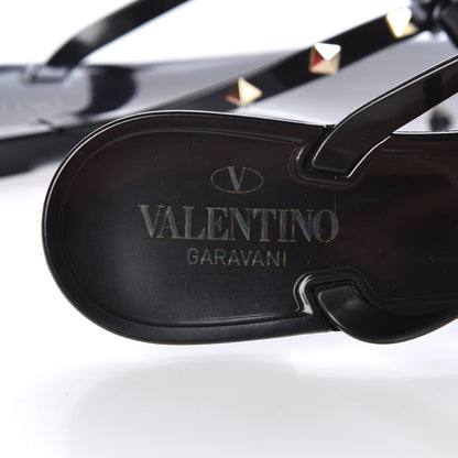 Valentino Garavani PVC Jelly Rockstud Bow Thong Sandals 40 Black 7 of 9