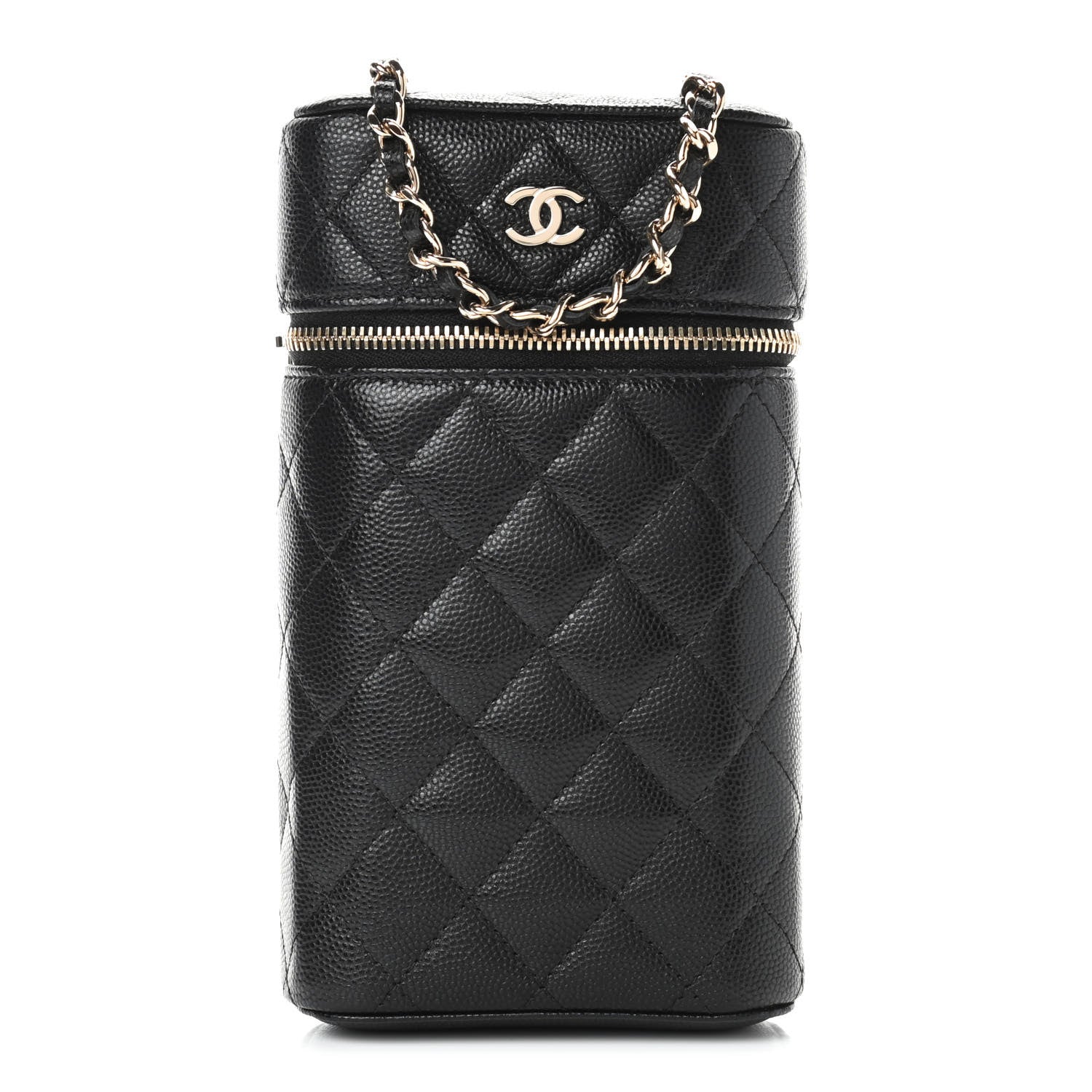Chanel Caviar Quilted Phone Holder With Chain Black 1 of 10