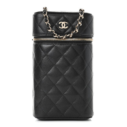 Chanel Caviar Quilted Phone Holder With Chain Black 1 of 10