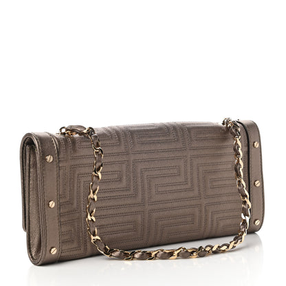 Versace Metallic Lambskin Couture Chain Clutch Bronze 3 of 9