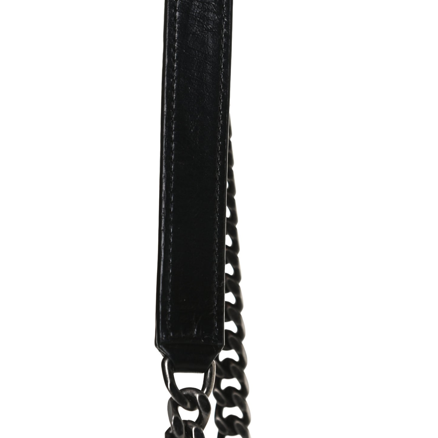 Crinkled Calfskin Matelasse Monogram Large Niki Chain Satchel Black