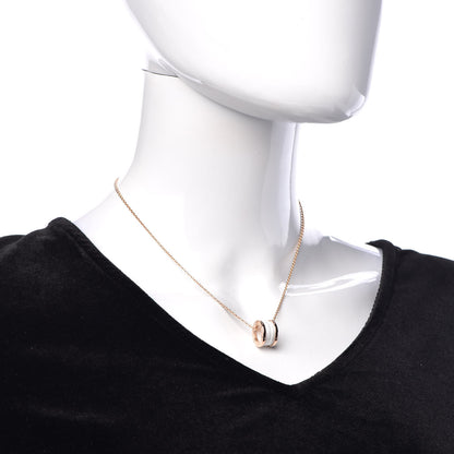 Bulgari 18K Rose Gold White Ceramic B.Zero1 Pendant Necklace 2 of 7
