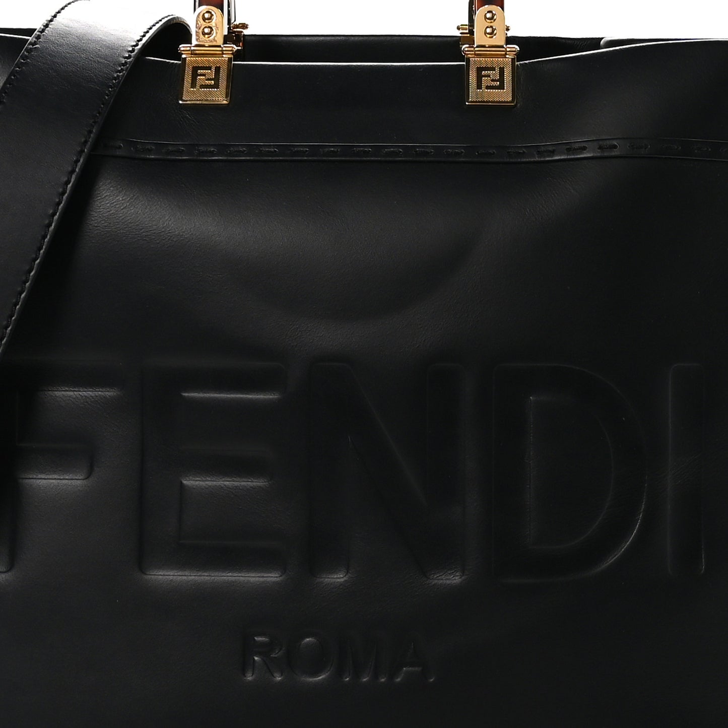 Vitello King Plexiglass Medium Fendi Sunshine Shopper Tote Black