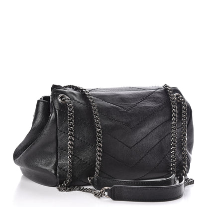 Saint Laurent Pebbled Lambskin Chevron Monogram Small Nolita Black 3 of 9
