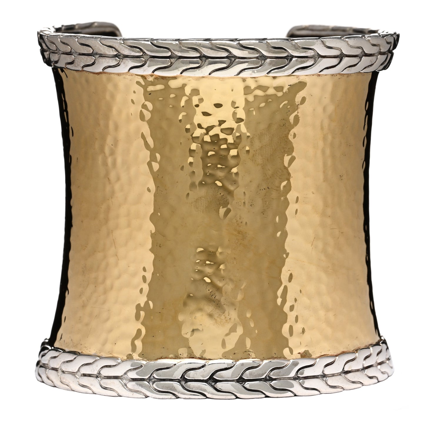 Sterling Silver 22K Yellow Gold Classic Chain Palu Wide Cuff Bracelet