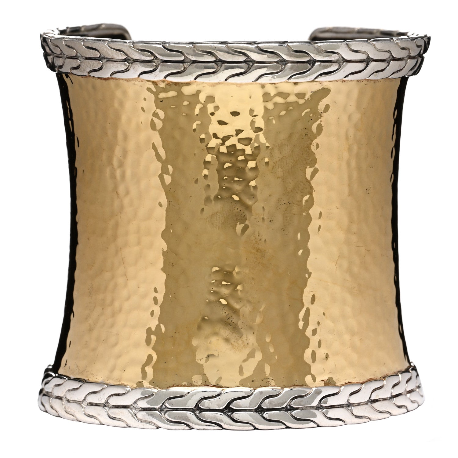 John Hardy Sterling Silver 22K Yellow Gold Classic Chain Palu Wide Cuff Bracelet 1 of 3