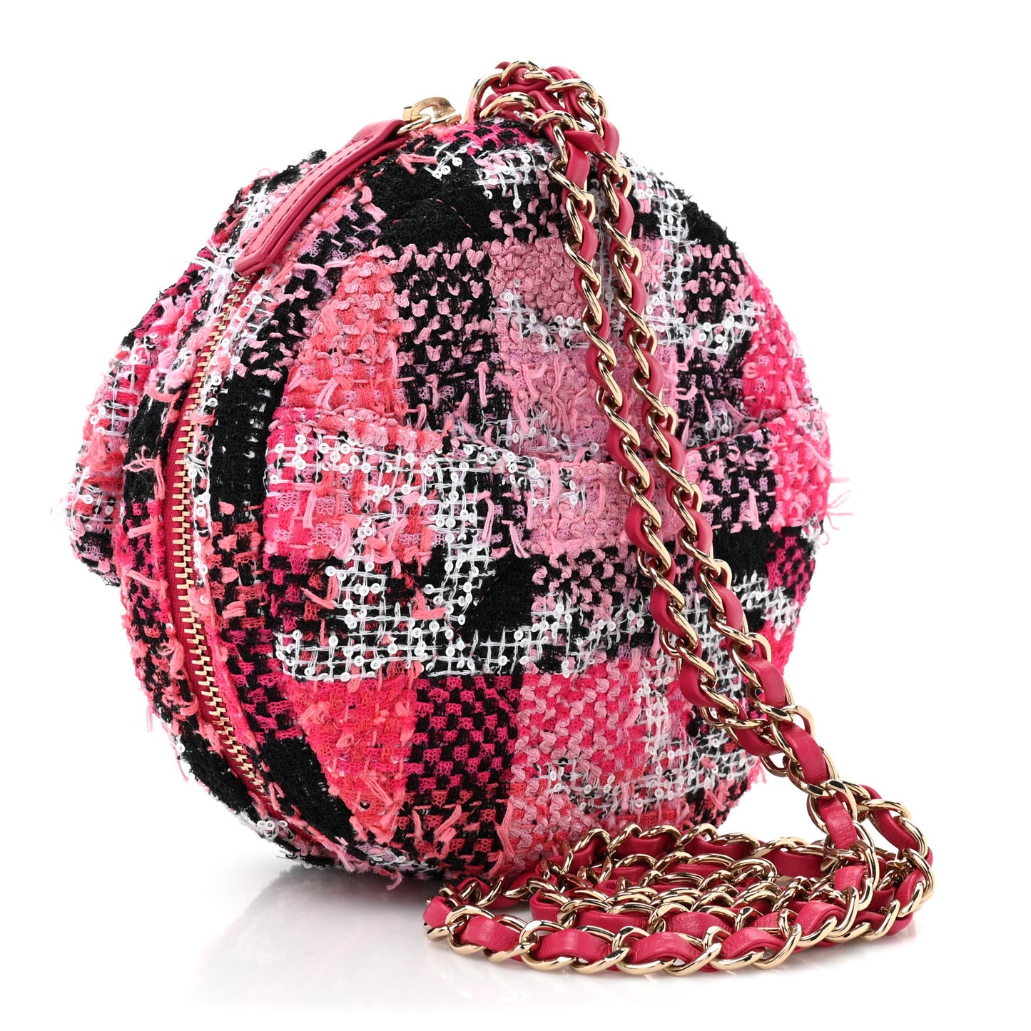 Tweed Convertible Bowler Flap Pink Black White Coral