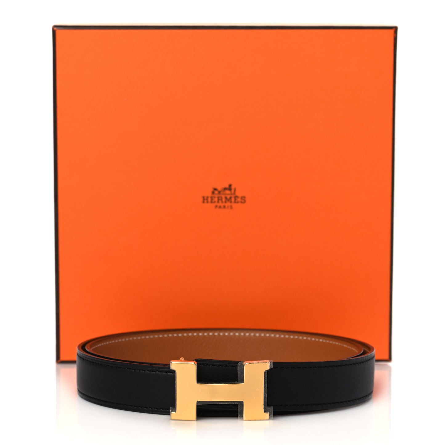 Swift Epsom 24mm Mini Constance H Belt 80 Black Gold