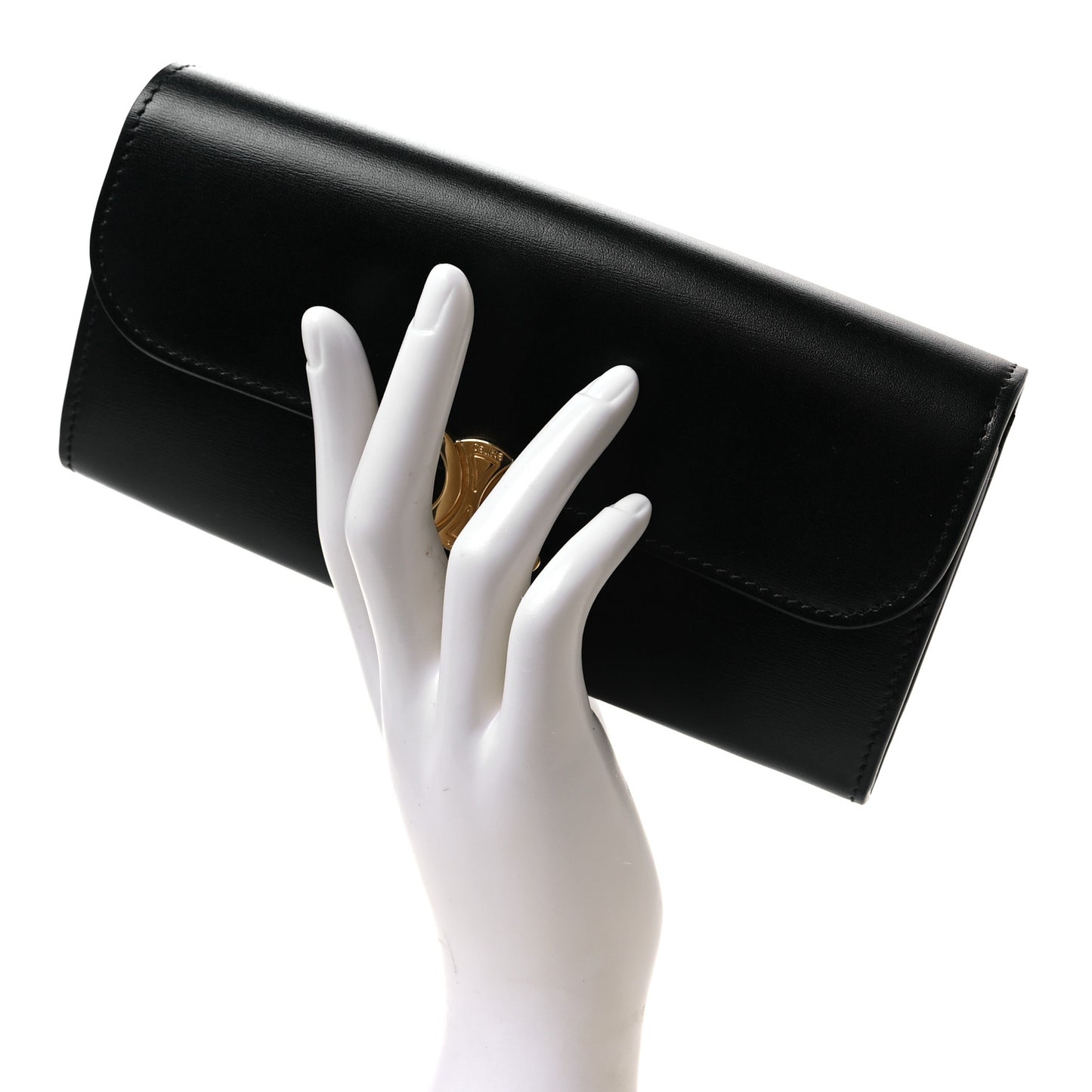Shiny Smooth Lambskin Long Triomphe Wallet Black