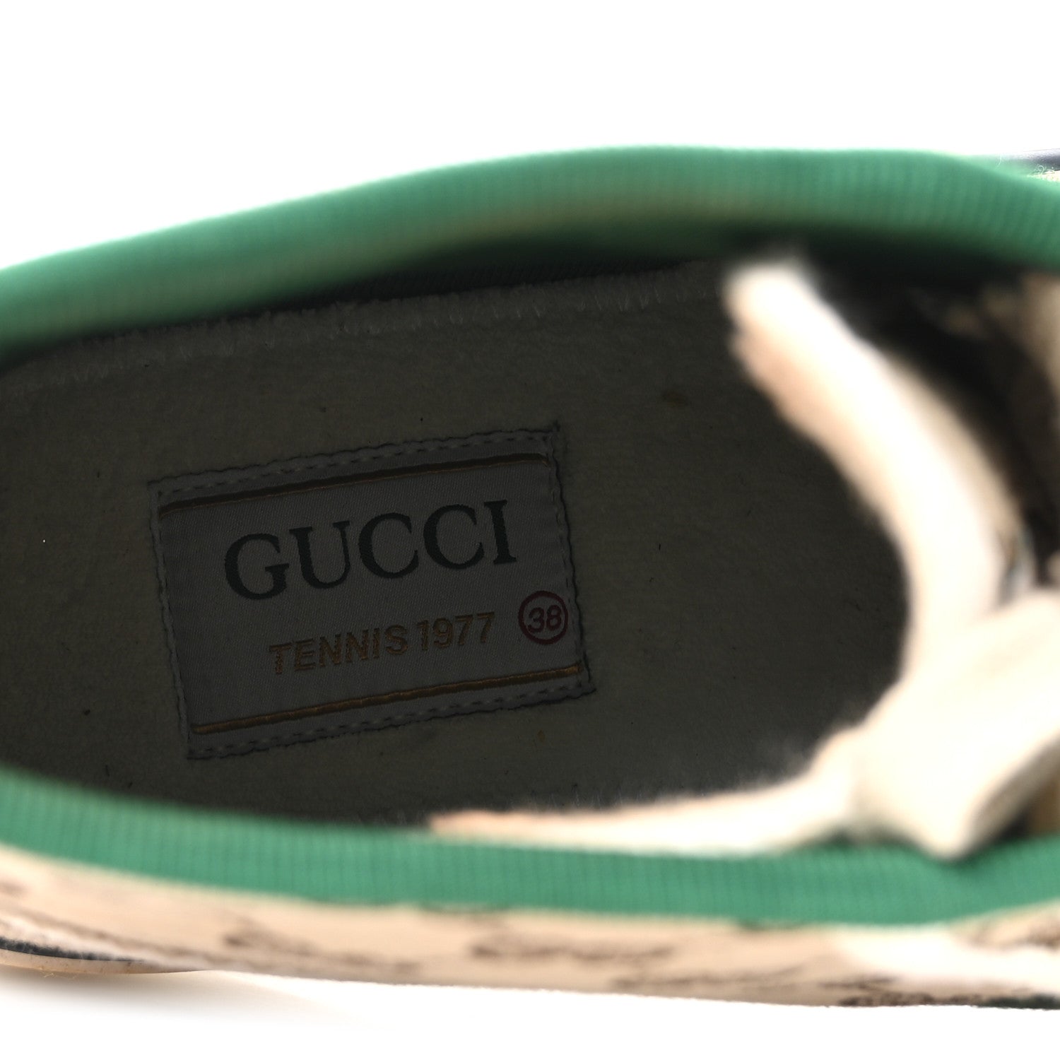 Gucci GG Monogram Web Womens 1977 Tennis High Top Sneakers 38 Beige Ebony Mystic White 8 of 8
