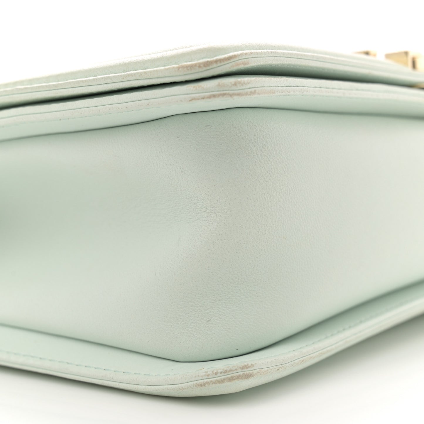 Lambskin Quilted Medium Boy Flap Light Green