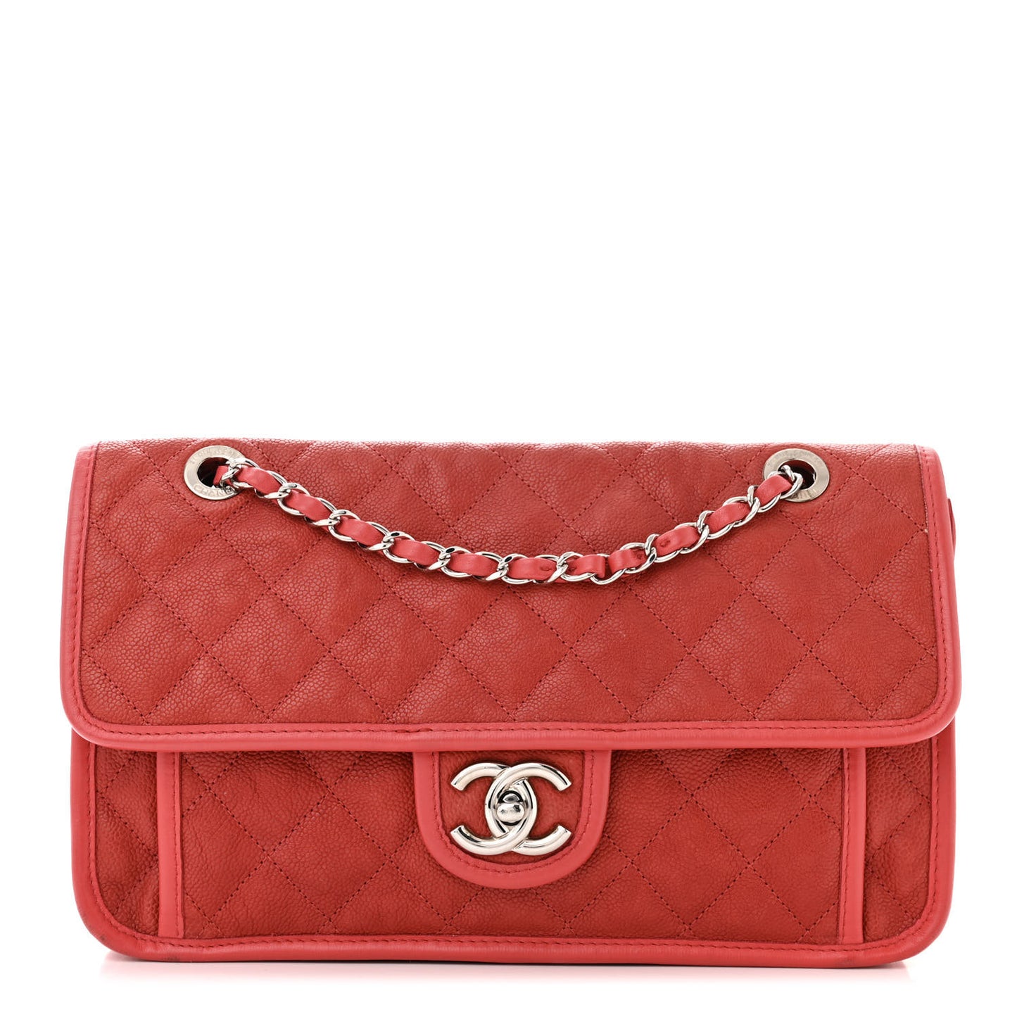 Caviar Quilted Medium French Riviera Flap Red