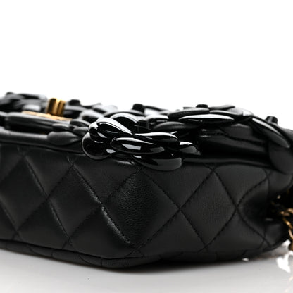 Chanel Lambskin Patent Mini Camellia Flap Black 8 of 9