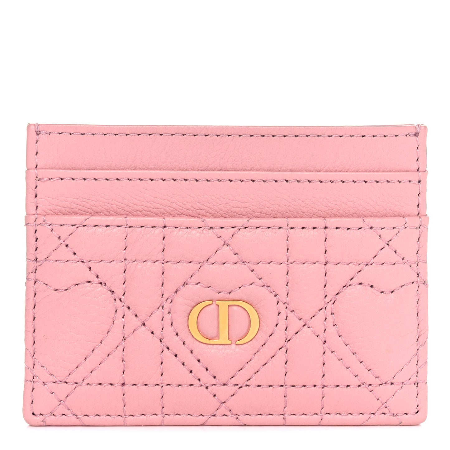 Supple Calfskin Cannage Caro Five-Slot Card Holder Pink