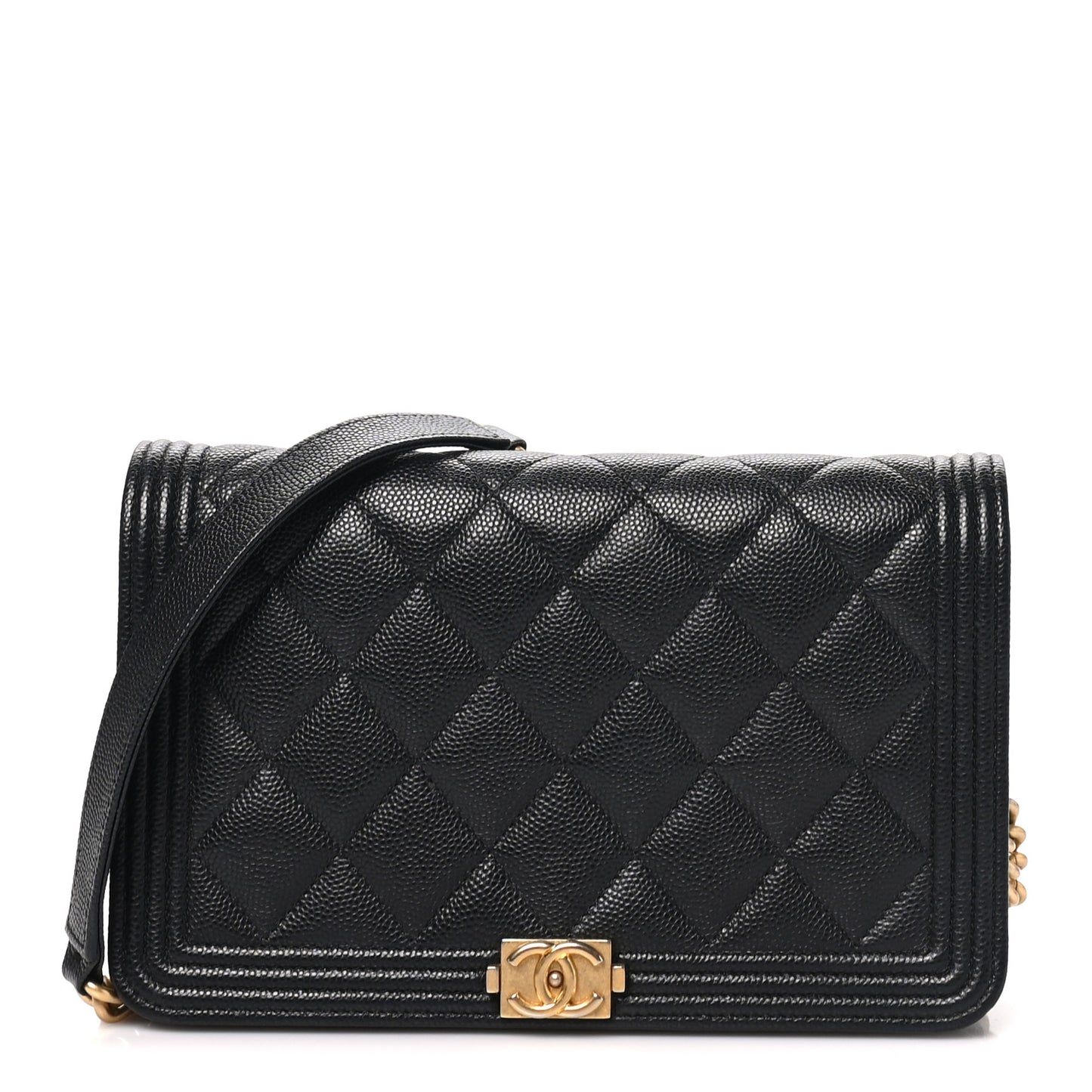 Caviar Quilted Boy Wallet On Chain WOC Black