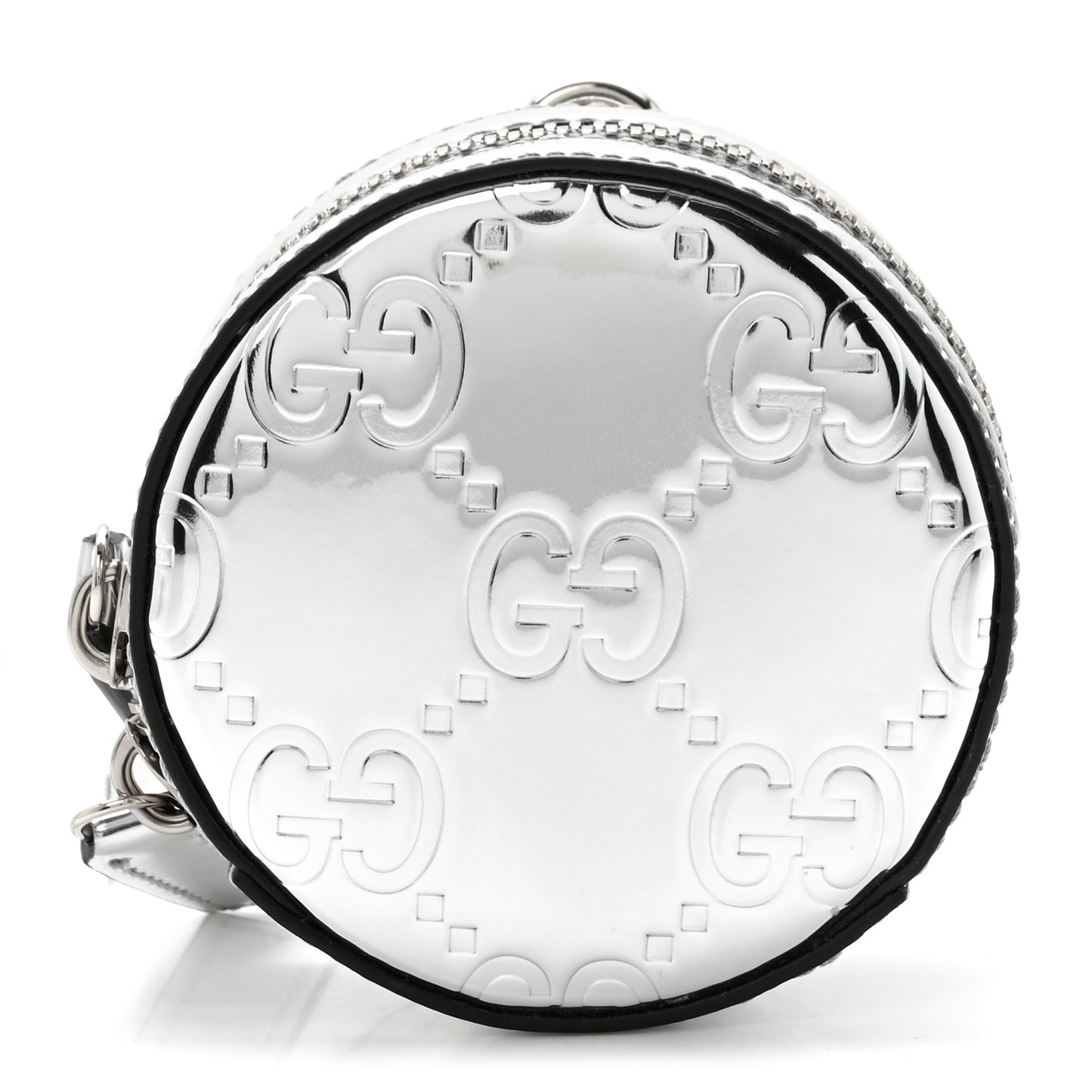 Guccissima Mirror Effect GG Round Coin Purse Silver