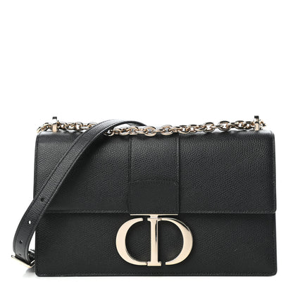 Christian Dior Grained Calfskin Embossed 30 Montaigne Chain Flap Bag Black 1 of 9