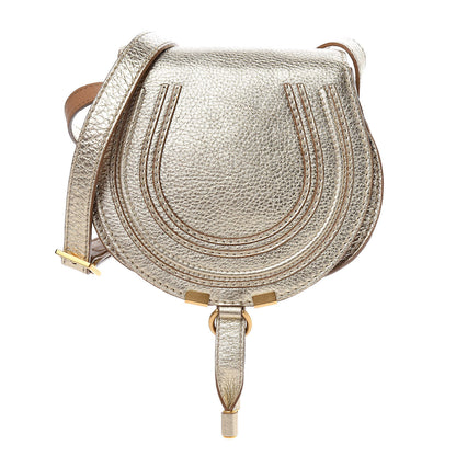 Chloe Metallic Calfskin Mini Marcie Round Crossbody Bag Gold 1 of 11
