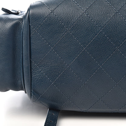 Chanel Grained Calfskin Stitched Pocket Backpack Dark Blue 11 of 12