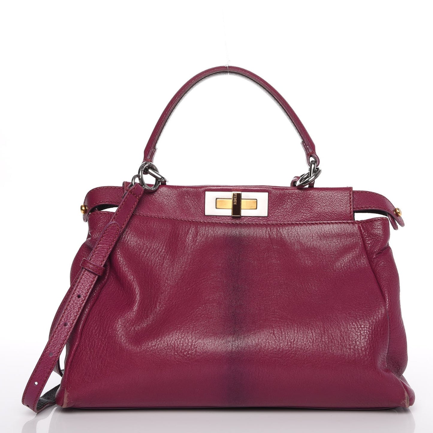 Goatskin Zucca Medium Peekaboo Iconic Satchel Ciclamino Tobacco Moro