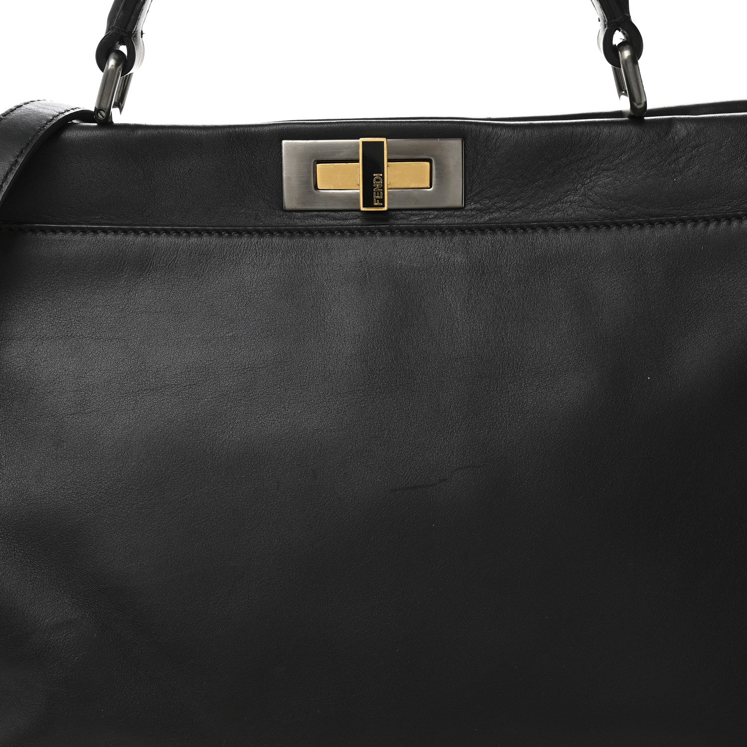Fendi Calfskin Calf Hair Leopard Print Large Peekaboo Iconic Satchel Black 16 of 23