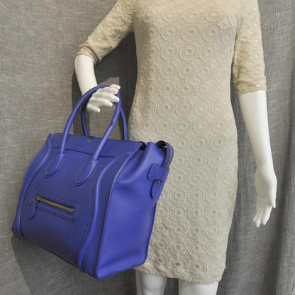 Celine Smooth Calfskin Mini Luggage Bag Royal Cobalt 3 of 9