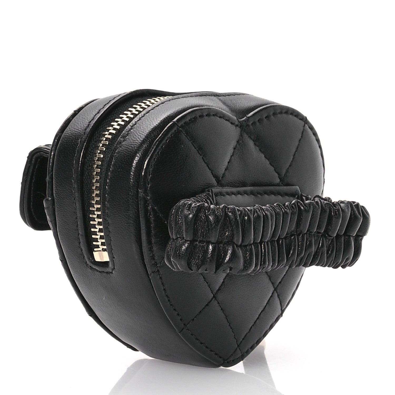 Chanel Lambskin Quilted CC In Love Heart Zipped Arm Coin Purse Black 3 of 8