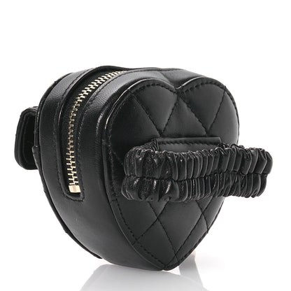 Chanel Lambskin Quilted CC In Love Heart Zipped Arm Coin Purse Black 3 of 8