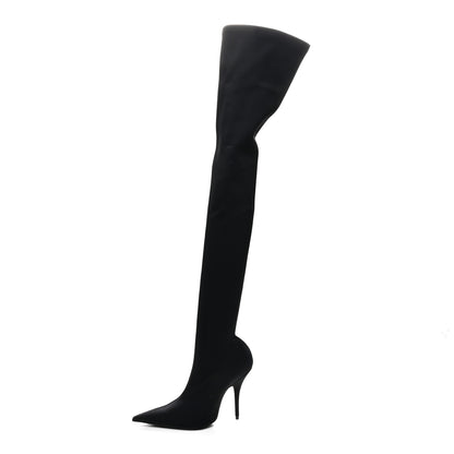 Balenciaga Spandex Pointed Toe Knife 110mm Thigh High Boots  35 Black 1 of 6