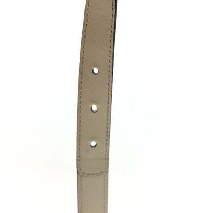 Gucci GG Supreme Monogram Matte Plutone Calfskin Double G 20mm Belt 75 30 Beige White New Acero 4 of 4