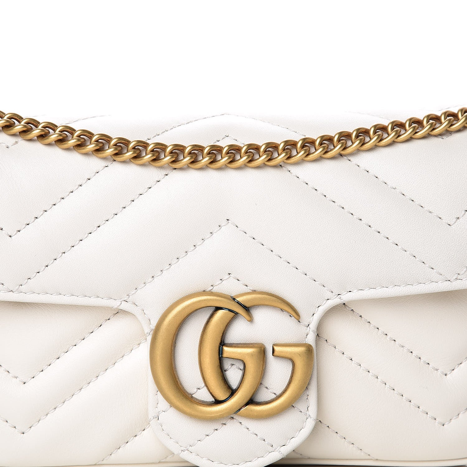 Gucci Calfskin Matelasse Super Mini GG Marmont Shoulder Bag White 10 of 11