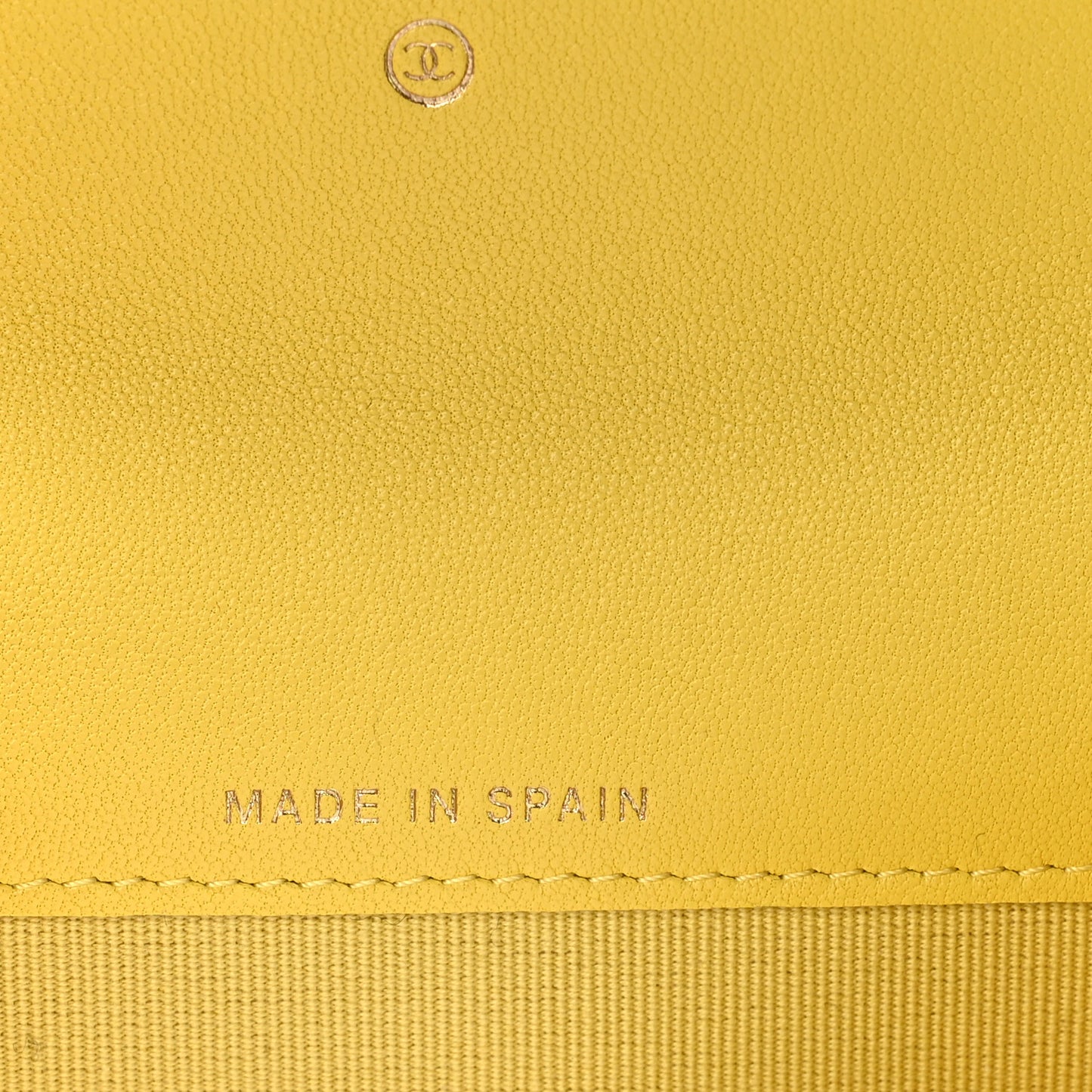 Lambskin Quilted Chanel 19 Flap Card Holder Yellow