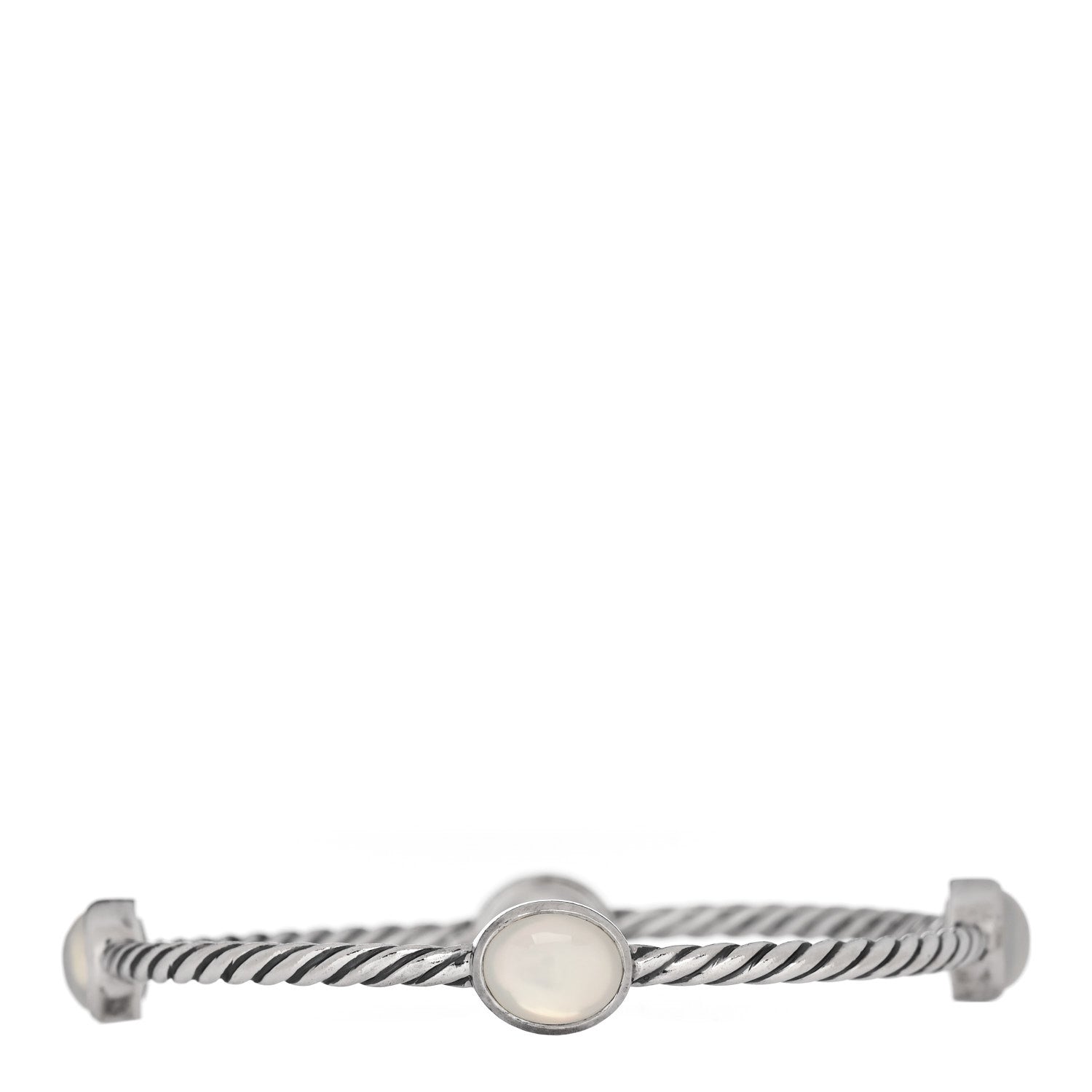 David Yurman Sterling Silver Moon Quartz 3mm Color Classics Four Station Bangle Bracelet 2 of 6