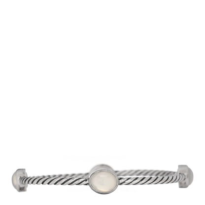 David Yurman Sterling Silver Moon Quartz 3mm Color Classics Four Station Bangle Bracelet 2 of 6