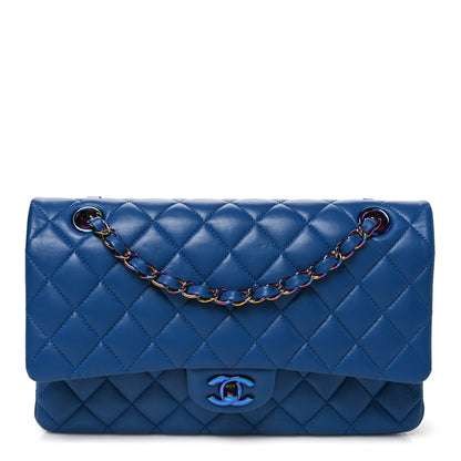 Chanel Lambskin Quilted Medium Double Flap Blue Pink 1 of 10