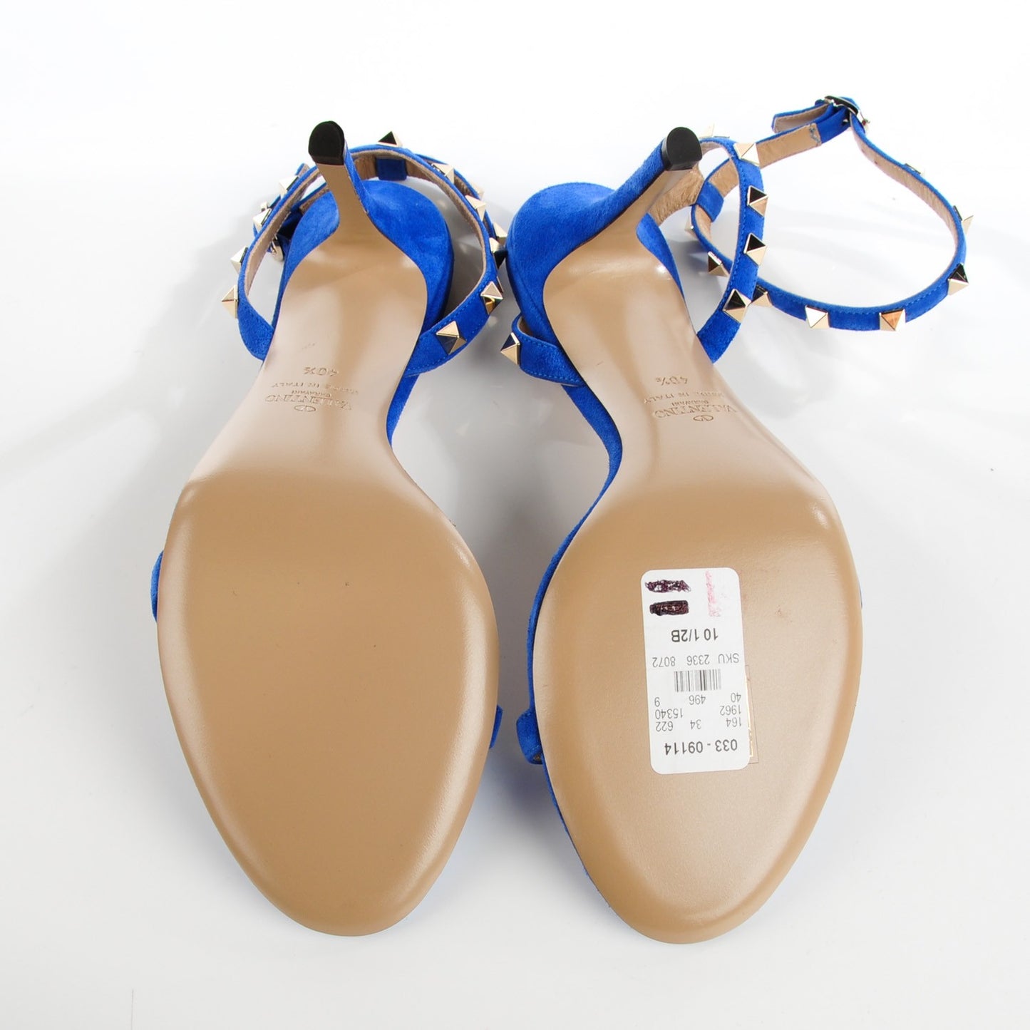 Suede Rockstud Ankle Strap 100mm Sandals 40.5 Blue