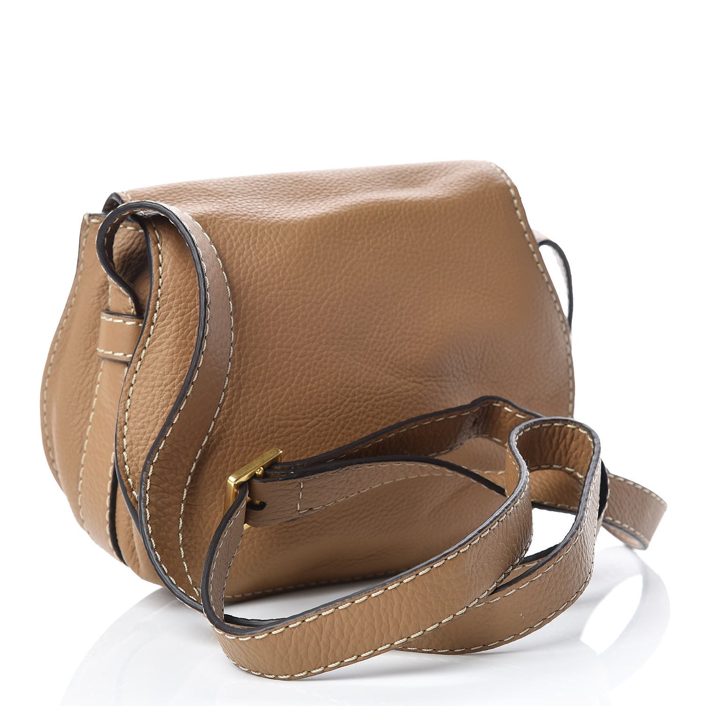 Calfskin Mini Marcie Round Crossbody Bag Nut
