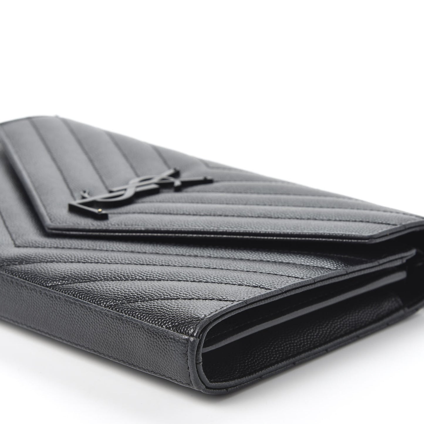 Grain De Poudre Matelasse Chevron Monogram Chain Wallet Black