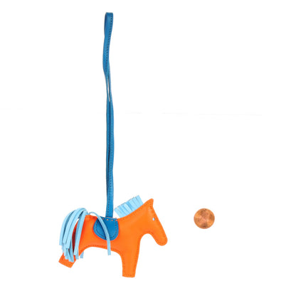 Hermes Milo Lambskin Grigri Rodeo Horse Bag Charm PM Feu Celeste Bleu Izmir 2 of 3