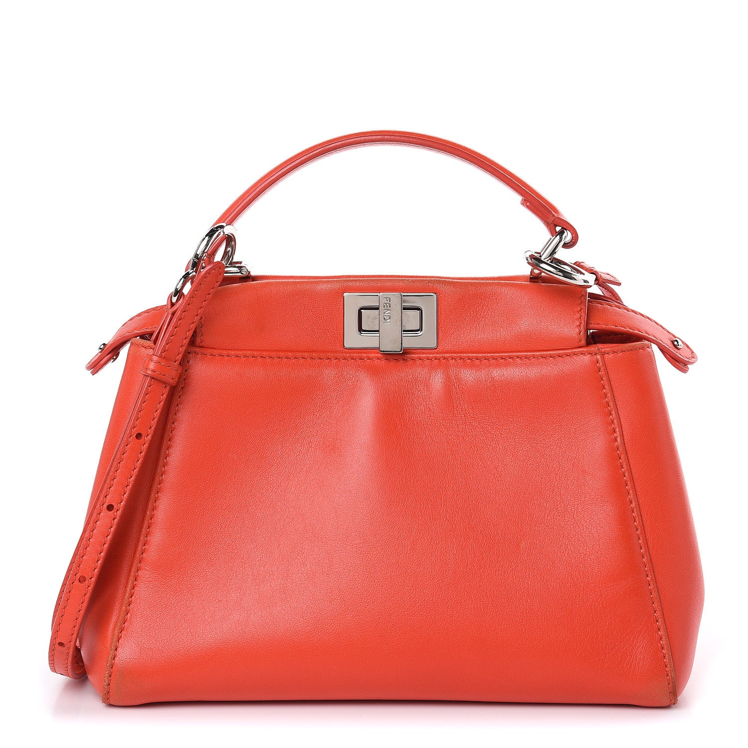 Fendi Nappa Mini Peekaboo Iconic Satchel Papavero 1 of 18