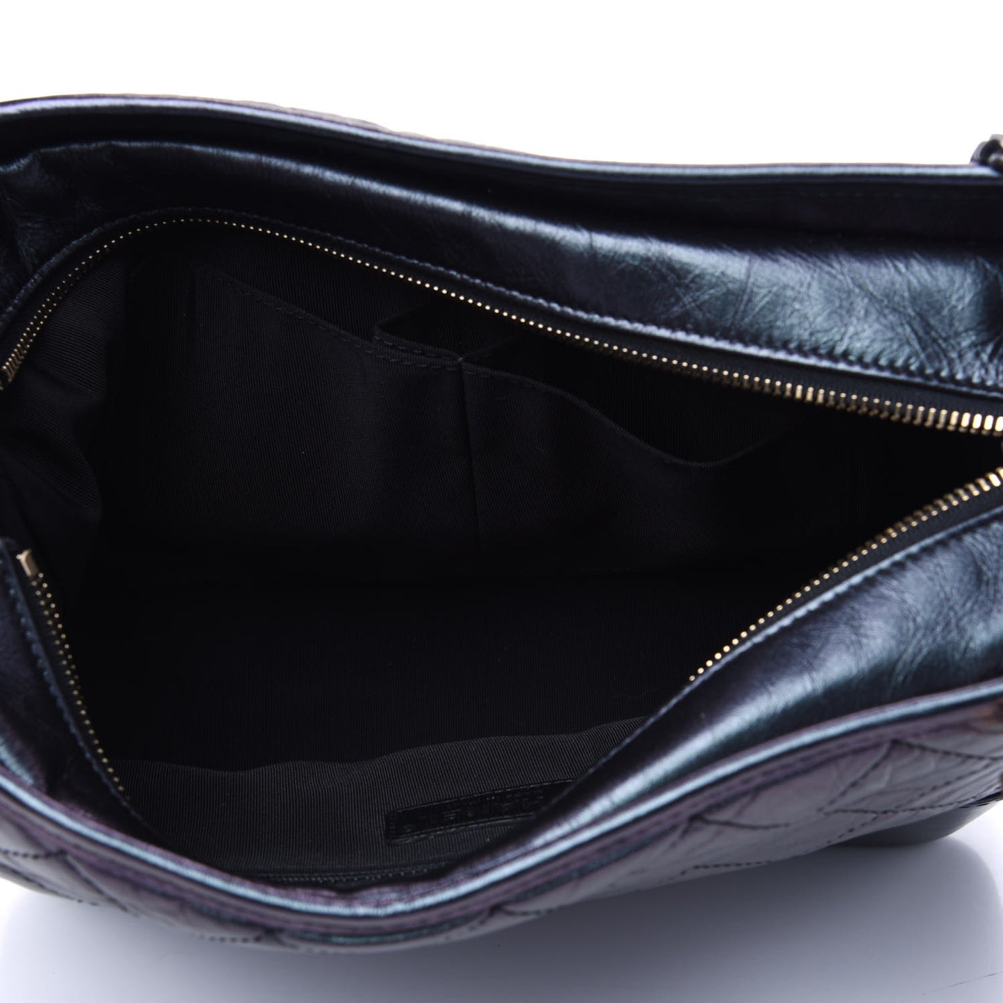 Iridescent Aged Calfskin Quilted Medium Gabrielle Hobo Black