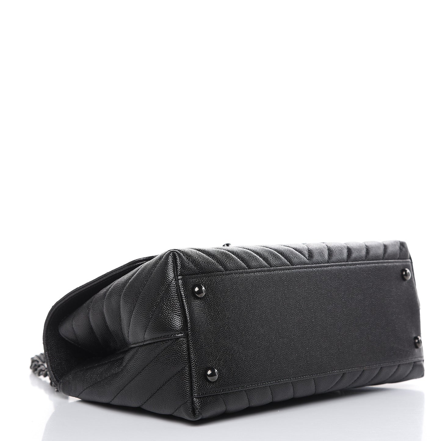 Caviar Chevron Quilted Small Coco Handle Flap So Black
