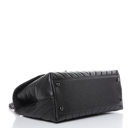 Chanel Caviar Chevron Quilted Small Coco Handle Flap So Black 5 of 10