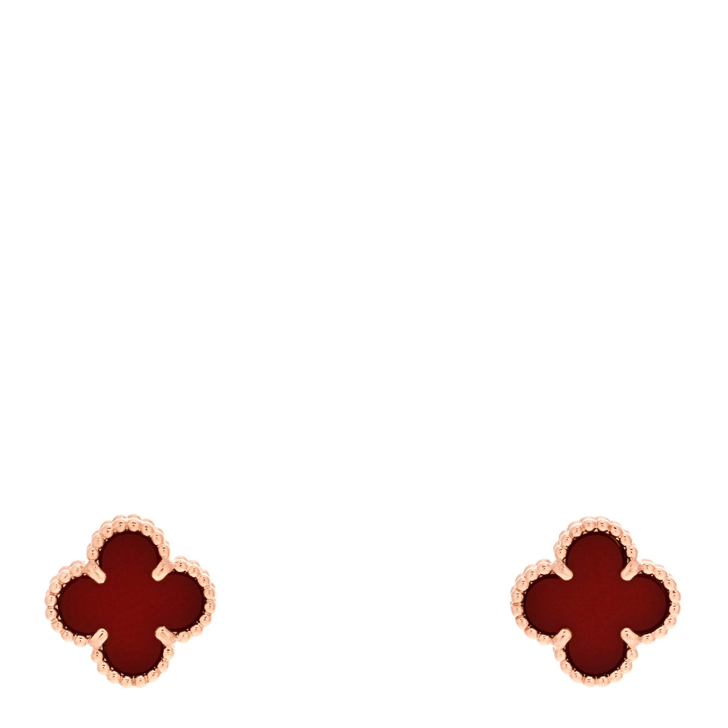 18K Rose Gold Carnelian Sweet Alhambra Earrings